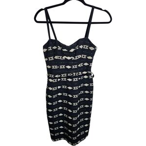 Nanette Lepore Black Gold Embroidered Sweetheart Mini Dress Size 0